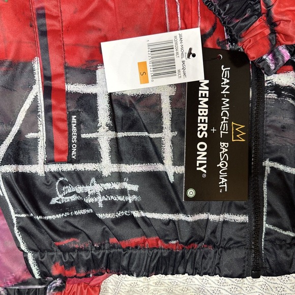Jean-Michel Basquiat x Members Only Hooded Red Black Midweight Jacket Small NWT - Picture 4 of 4